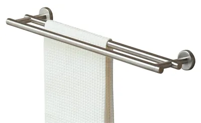 Image de Porte-serviettes double Boston, acier inoxydable brossé, 13 x 5 cm
