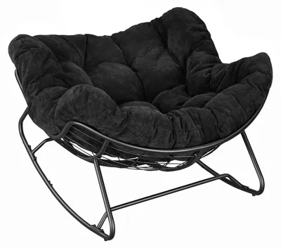 Produktbild von Schaukelstuhl - Eiförmiger Lesesessel - Chenillepolster - Metallgestell - Belastbar bis 150 kg - 91 × 104 × 77 cm - Schwarz