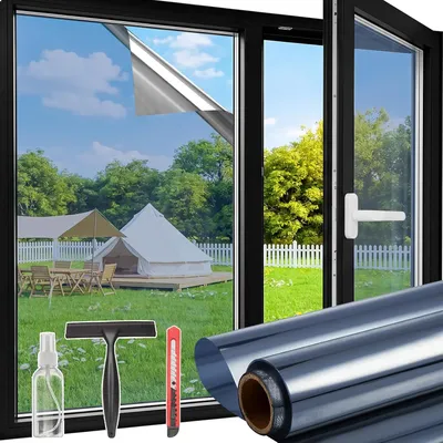 Obrázok produktu pre Fólia 44,5 x 200 cm, modro-strieborná, zrkadlová fólia, protislnečná, pre okná