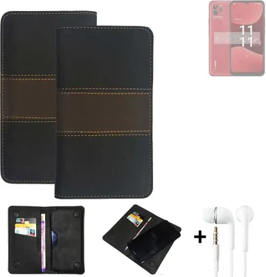 Produktbild von K-S-Trade Handyhülle + Kopfhörer kompatibel mit Lava Blaze NXT Schutzhülle Walletcase Bookstyle Tasche Schutz Case Hülle Wallet Cover Kunstleder