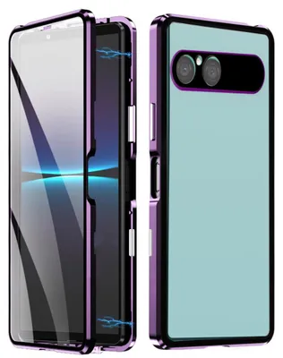 Image de Coque magnétique métallique pour Sony Xperia 10 VII Coque en verre trempé à 360 degrés