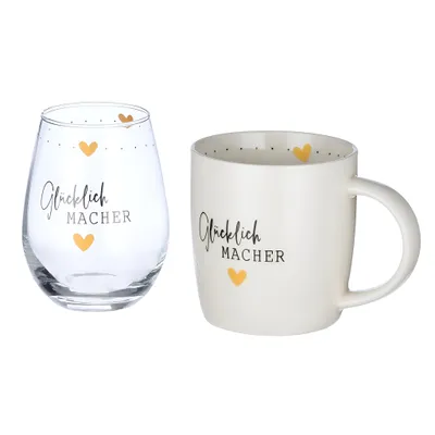 Produktbild von GILDE Porzellan/Glas 2er Set "Glücklich Macher" VE 6