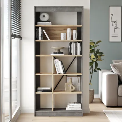 Produktbild von Bibliothek Houseland Novak Eiche Wotan/Beton