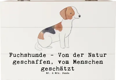 Produktbild von Mr. & Mrs. Panda Geschenkbox Fuchshunde Liebe 22 x 15 cm - Weiß - Geschenk, Hunderassen Vielfalt, Schatzkiste, fotobox, Hunde, schmucktruhe, Hunderasse, Intelligenz