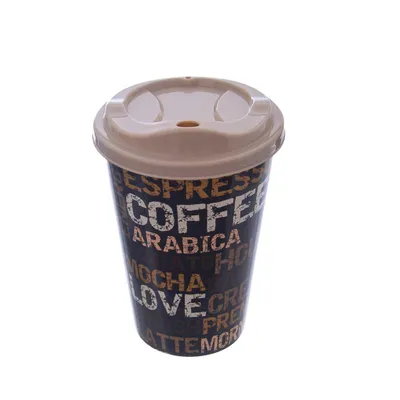 Obrázok produktu pre Plastový pohár na kávu s viečkom 500 ml vo vitríne - COFFEE - (03 1273)