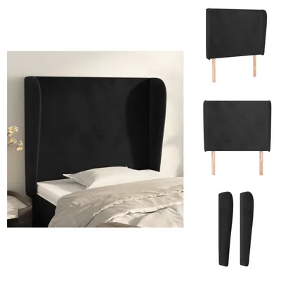 Produktbild von vidaXL Kopfteil mit Ohren Schwarz 83x23x118/128 cm Samt -  Kopf- & Fußenden