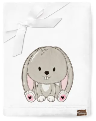 Produktbild von Be Mammy Kuschlige Babydecke Kuschel Decke Tagesdecke mit 3D Applikation 76 x 102 cm BE20-168 (Weiß - Kaninchen, 76 x 102 cm)