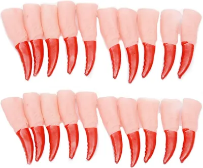 Productafbeelding van Heksen vinger klauwen rode heks fake - Set van 20 - Zombie Nagels Halloween Kostuum Prop Fake Heks Vinger
