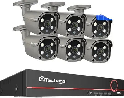 Productafbeelding van Beveiligingscamerasysteem, 8 kanalen, tweewegaudio, 8-kanaals systeem met 6 camera's van 5MP, geen extra informatie