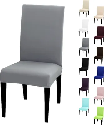 Produktbild von Stuhlhusse Stretch Grau elastischer Universal Stuhlüberzug Esszimmer Stuhlbezug Dehnbar, 1 Stück