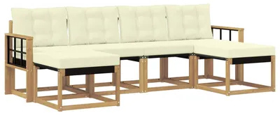 Produktbild von vidaXL Outdoor-Sofagarnitur mit Kissen 6 pcs Weiß und Creme