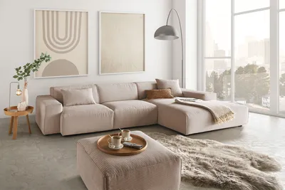 Produktbild von KAWOLA Sofa RANI Ecksofa Cord taupe Recamiere rechts