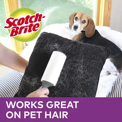 Zdjęcie produktu dla Rolka do usuwania sierści zwierząt Scotch-Brite™ Pet Extra Sticky, 48 arkuszy + 4 rolki zapasowe