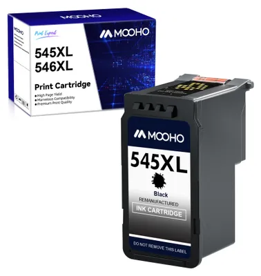 A product shot of a printer ink cartridge and its packaging.