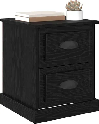 Image de vidaXL Table de chevet noire aspect chêne 39 x 39 x 47,5 cm en aggloméré