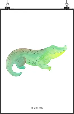 Produktbild von Mr. & Mrs. Panda Bild Krokodil DIN A2 - Weiß - Geschenk, Meer, Kunstdruck, Wandbild, Krokodile, Lieblingsmensch, wanddeko, Beste Freundin, Plakat, Abenteuerlust, drucke