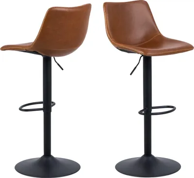Zdjęcie produktu dla Barhocker >I_Oregon< in cognac, Polyurethan, Stahl - 47x110x51cm (BxHxT)