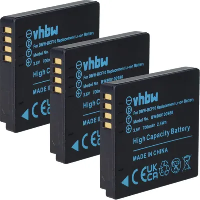 Produktbild von vhbw 3x Akku Ersatz für Panasonic DMW-BCF10E, DMW-BCF10 für Kamera (1000 mAh, 3,6 V, Li-Ion)