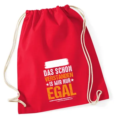 Produktbild von Huuraa Turnbeutel Hab das schon verstanden ist mir nur egal 12 Liter Classic Red Baumwolle Rucksack Geschenkidee