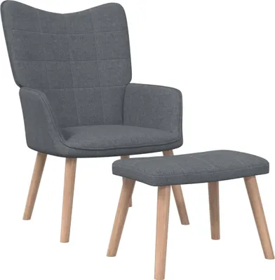Produktbild von Relaxsessel mit Hocker Dunkelgrau Stoff