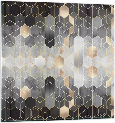 Produktbild von Bilder auf glas - Einteilig - Geometrisch Abstraktion Sechsecke - 40x40cm - Glasbilder - Wandbilder - Bilder - Wanddekoration aus Glas - Glas Bilder - Wandbild auf Glas - GAC40x40-4776