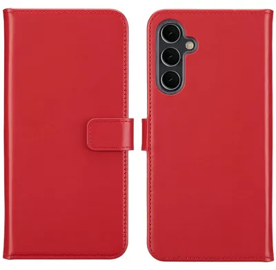 Imagen del producto de Funda de Cuero Auténtico tipo Libro para Samsung Galaxy A16 - Rojo