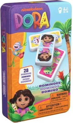 Immagine prodotto di Domino Dora l'Esploratrice, 28 pezzi, scatola metallica, gioco per tutta la famiglia, dai 4 anni in su