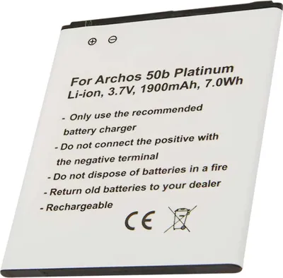 Productafbeelding van Avizar, vervangaccu voor Archos 50b Platinum, lithium-ion, 3.7V, 1900mAh, wit