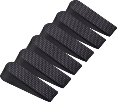 Produktbild von 6er-Pack Türstopper, Keile, schwarze Gummi-Türstopper für Zuhause und Büro