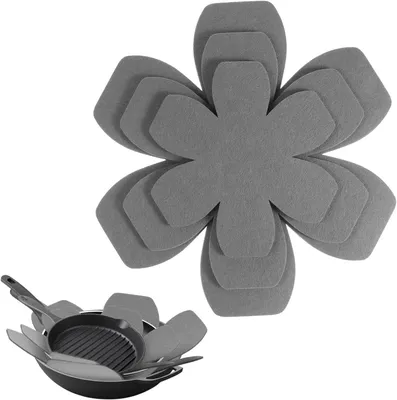 Imagen del producto de Protectores para macetas de fieltro, 6 unidades, color gris, para evitar que se deslicen y protegerlas al apilarlas en la cocina
