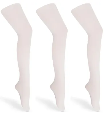 Image de Merry Style Lot de 3 Collants Enfant Fille Microfibre 60 DEN WL-010 (Ecru/Ecru/Ecru, 116-122)