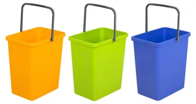 Obrázok produktu pre Sada na triedenie odpadu, 3-dielna, 17,5 x 26 x 29 cm, s praktickou rukoväťou, pre efektívne triedenie odpadu