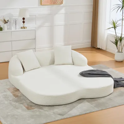 Produktbild von STILVORA Schnellsofa 2-in-1 für 2 Personen,Doppelschlafsofa mit ausklappbarer Schlaffunktion und 2 Kissen, 2-Sitzer Sofa,Chenille Sofa Beige