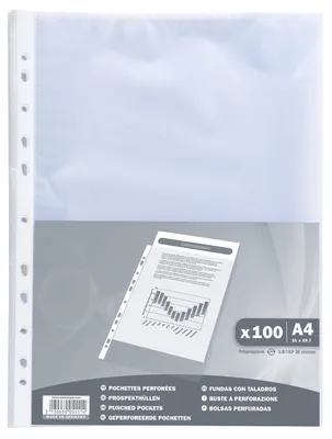 Obrázek produktu pro Sáček s 100 perforovanými průhlednými obálkami, formát A4
