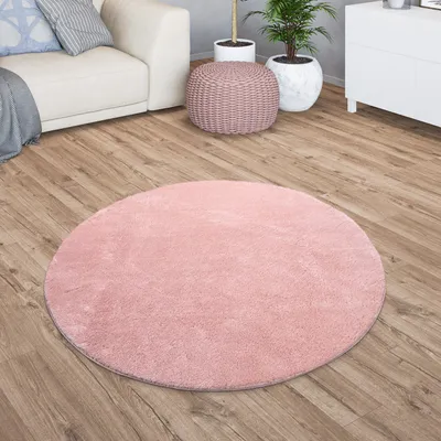 Produktbild von TT Home Teppich Wohnzimmer Kurzflor Anti-Rutsch Rückseite Einfarbiges Design Waschbar Größe 160 cm Rund