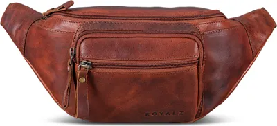 Produktbild von ROYALZ "Alabama" Gürteltasche Leder Herren Damen Bauchtasche Retro Vintage Look Hüfttasche flach Brusttasche Brustbeutel Echtleder | Verstellbarer Gurt bis 130 cm