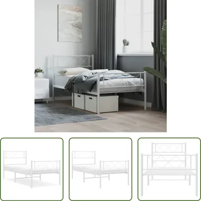 Produktbild von The Living Store Bettgestell mit Kopf- und Fußteil Metall Weiß 80x200 cm