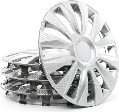 Produktbild von 4x 14" Zoll Radkappen Silber Carbon Radzierblenden Radblenden 14 AVALONE CARBON ARGO