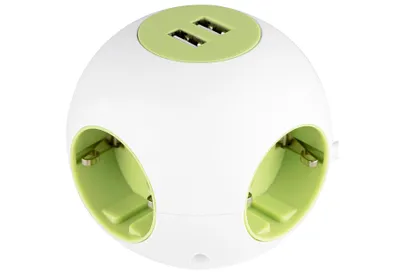 Produktbild von REV Kugelsteckdose Powerglobe mit USB weiss grün