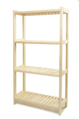 Obrázok produktu pre Drevená polica / stojan z masívneho borovicového dreva, 4 úrovne, 133 × 60 × 43 cm (V × Š × H), voľne stojaca, neošetrená