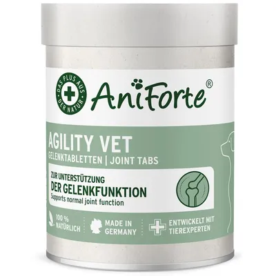 Produktbild von AniForte AgilityVET Gelenktabletten für Hunde 120 Stück - Natürlich & getreidefrei, mit Grünlippmuschel, Kollagen, Omega 3 & Teufelskralle