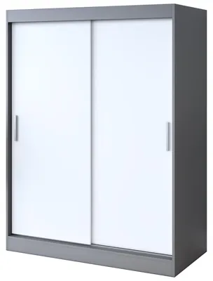 Zdjęcie produktu dla Szafa przesuwna 150x200cm - Antracyt Mat/ Biały Mat - Szafa przesuwna GOLD - z 5 półkami i 2 drążkami