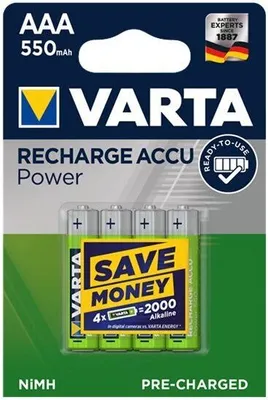 Zdjęcie produktu dla 1x4 Varta RECHARGE ACCU Power 550 mAH AAA Micro NiMH