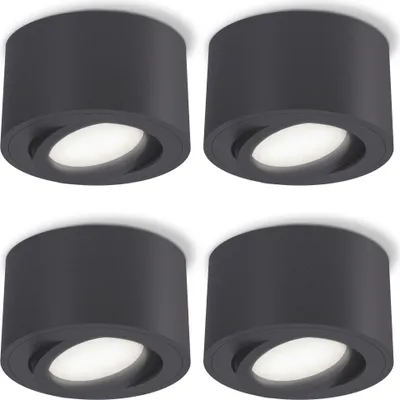 Produktbild von SSC-LUXon 4er SetCELI-1N Deckenspots flach mit LED fourSTEP Dimmen ohne Dimmer 4W neutralweiß 230V - Aufbauspot schwenkbar anthrazit