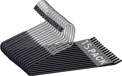 Produktbild von Hosenbügel aus Metall, rutschfest, Schwarz, 12 Stück