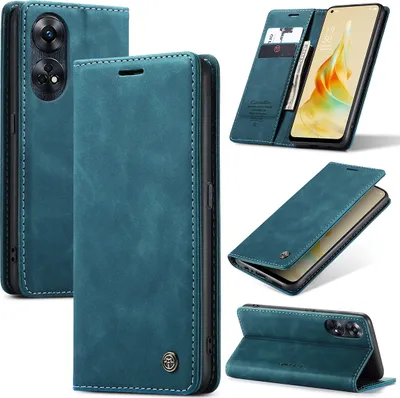 Immagine prodotto di Custodia Oppo Reno8 T, Custodia retrò in Finto cuoio con funzione stand per Oppo Reno8 T Blu