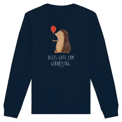 Produktbild von Mr. & Mrs. Panda Baumwoll Sweatshirt Igel Luftballon Größe S - French Navy - Geschenk, Lustige Sprüche, Pulli, Glückwunsch, Rundhals Pullover, Sweater, Geburtstag, Ballon