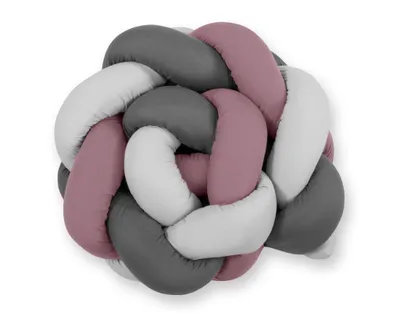 Image de Coussin de protection tressé 180 cm rose anthracite pour lit de bébé