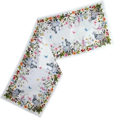 Produktbild von Tischläufer VIVIEN Ostern Osterhase Blumenwiese Polyester 40 x 140 cm
