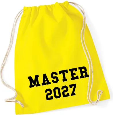 Produktbild von Huuraa Turnbeutel Master 2027 Abschluss 12 Liter Yellow Baumwolle Rucksack Geschenkidee